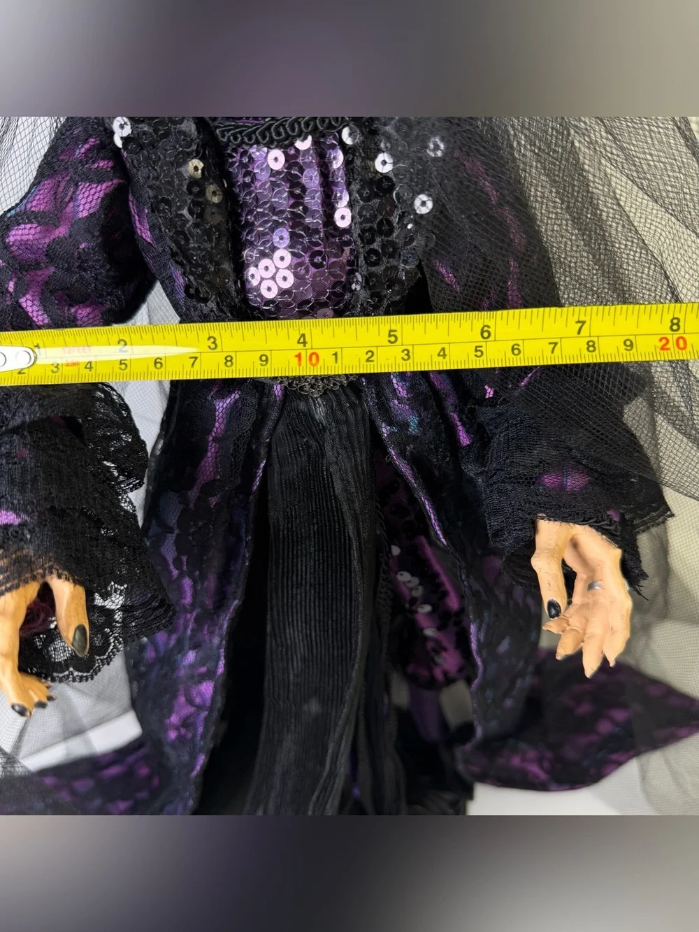 24” Victorian Gothic Witch Figurine Purple Black Halloween Display